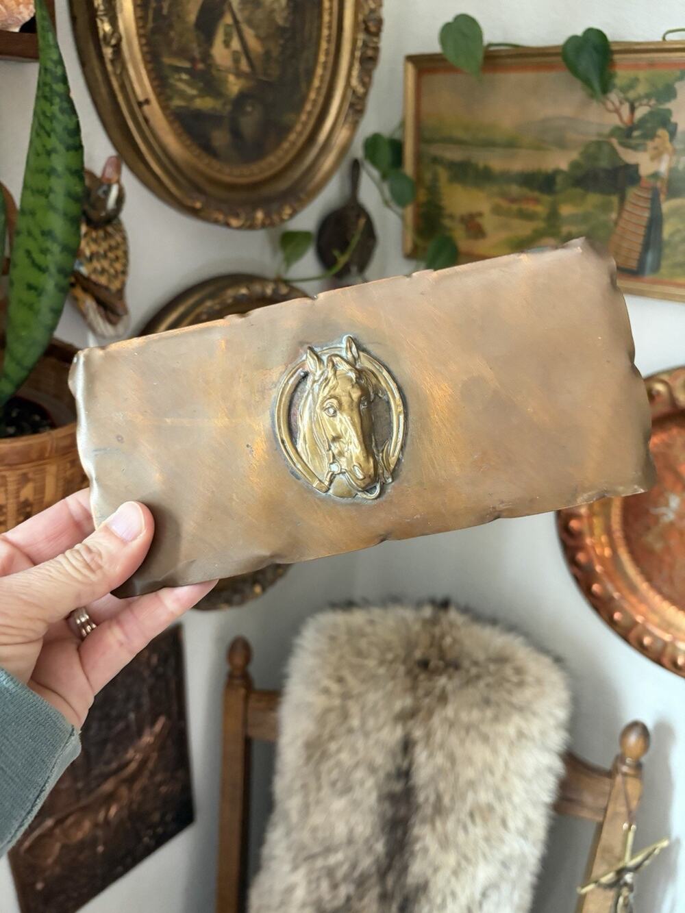 Vintage Copper Box with Horse Head Drumgold Hammered Copper Box Copperware